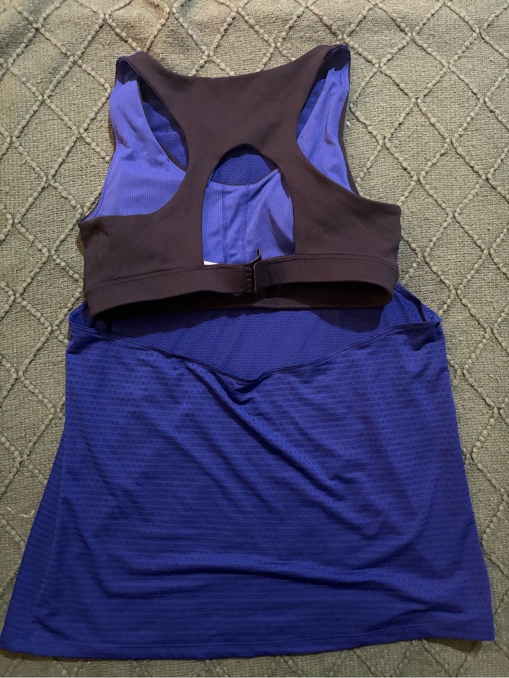 Athleta Racerback Tank Top/Sports Bra in Royal Blue and black - Picture 2 of 3
